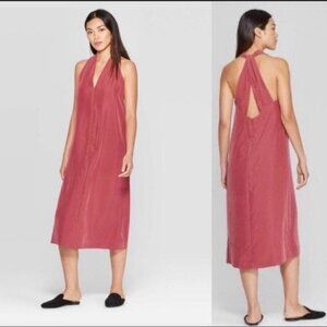 Prologue V-neck Halter Shift Midi Dress, Pink, Size XL